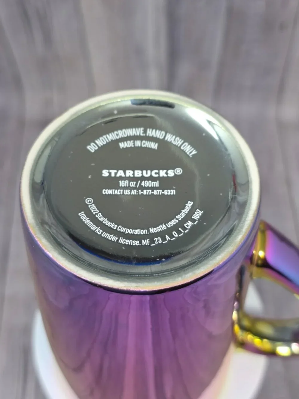 Starbucks 2022 Iridescent Rainbow Oil Slick 16 Oz Ceramic Tall Coffee Mug Cup
